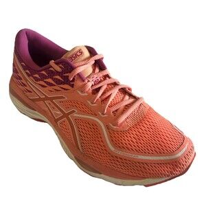 Asics Cumulus 19 Women 10.5 Orange Purple Mesh Trainer Running Activewear Shoe